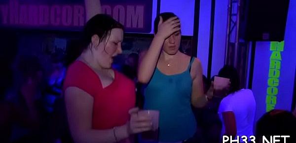 Drunk cheeks engulfing rod in club